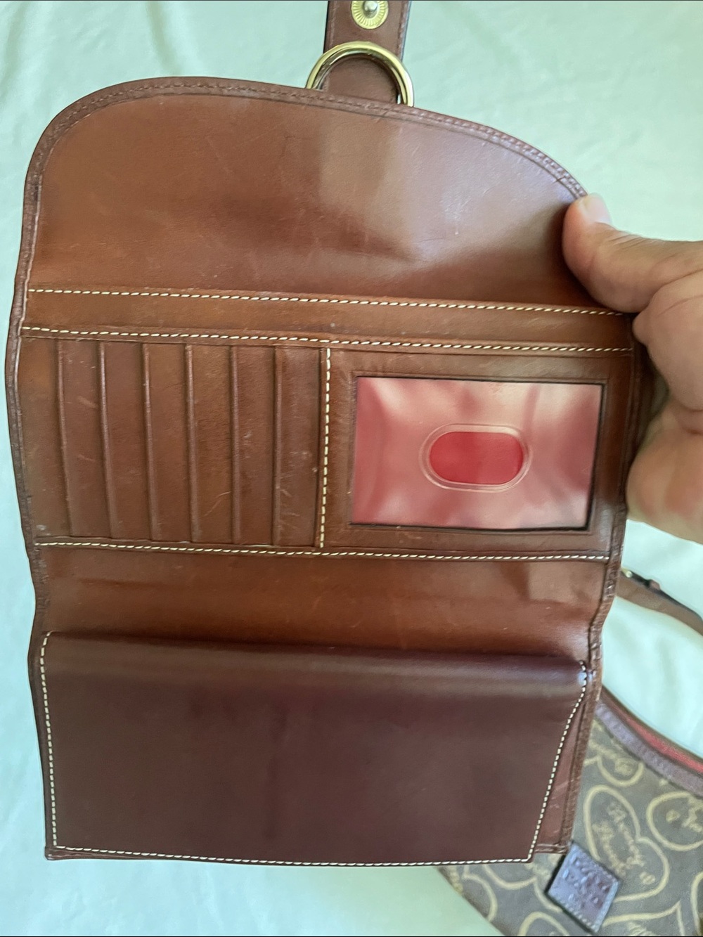 Vintage Dooney & Bourke Heart Print Brown Shoulder Purse and wallet set Y2K 90s - Picture 6 of 10
